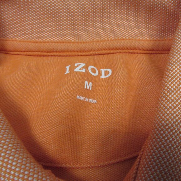IZOD Mens Polo Shirt Medium Orange Golf Tee Logo Short Sleeve Classic Fit Cotton - Picture 4 of 8